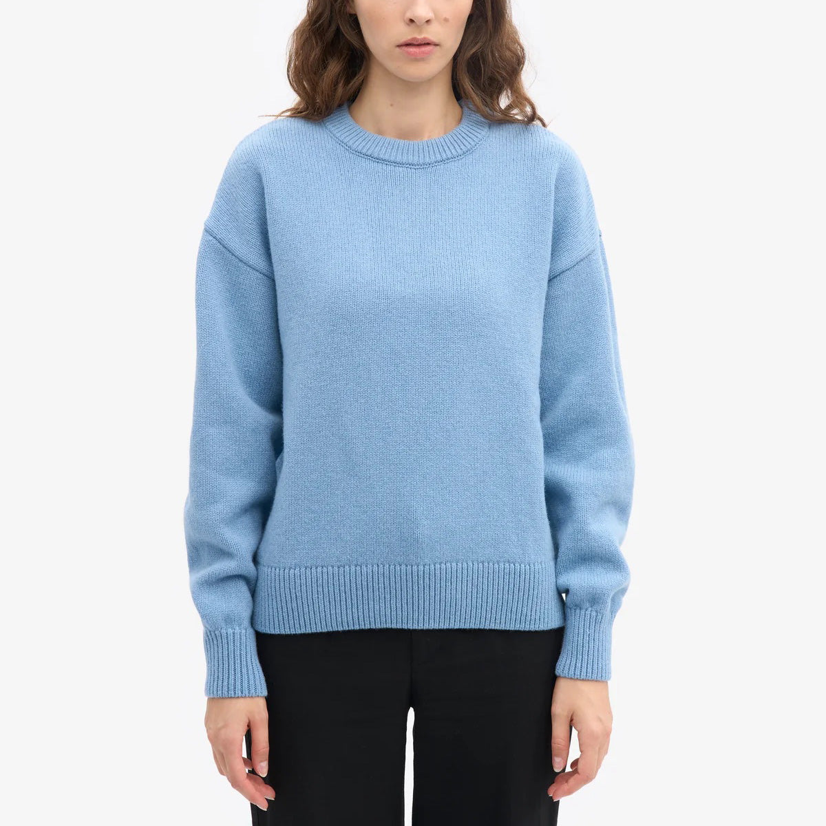Oversized Merino Wool Crew - Seaside Blue