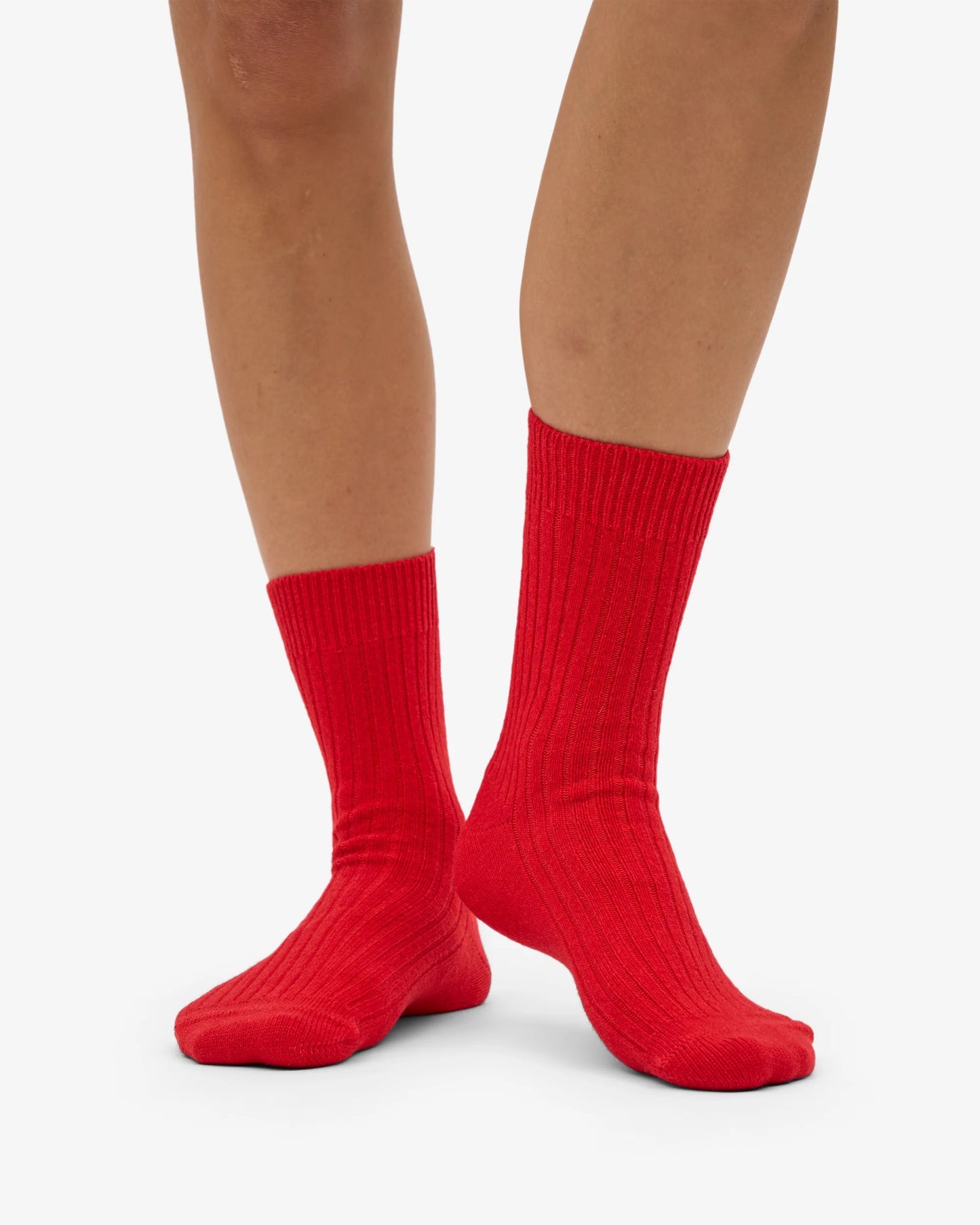 Merino Wool Blend Socks - Red-tangerine