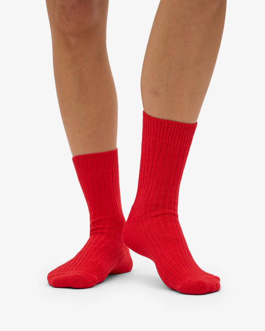 Merino Wool Blend Socks - Red-tangerine