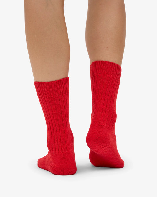 Merino Wool Blend Socks - Red-tangerine