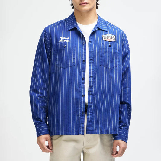 Forecourt Stripe Shirt (26.2) - Mechanic Blue