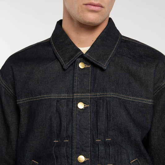 Trucker Pleated Selvedge Denim Jacket - Rinsed