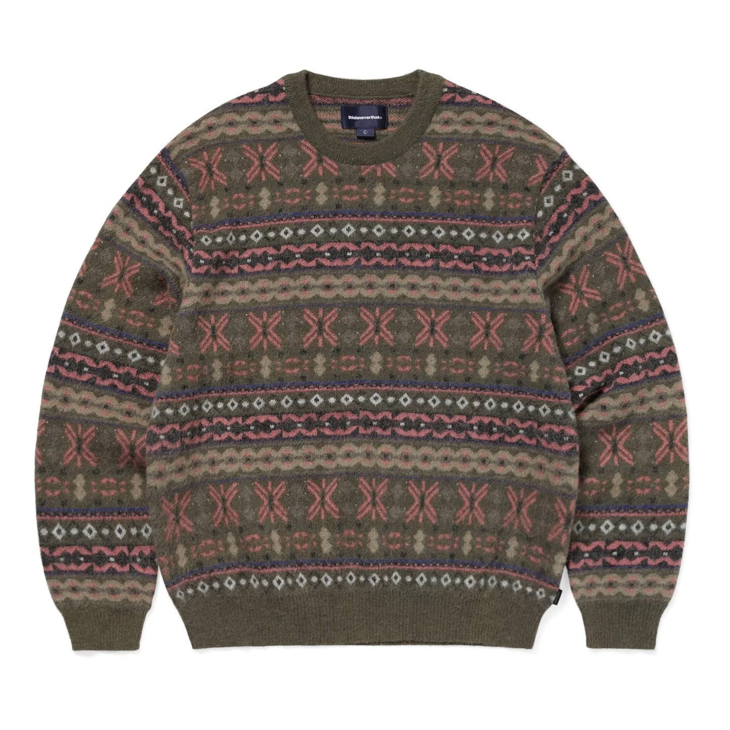 Fairisle Knit Sweater - Olive