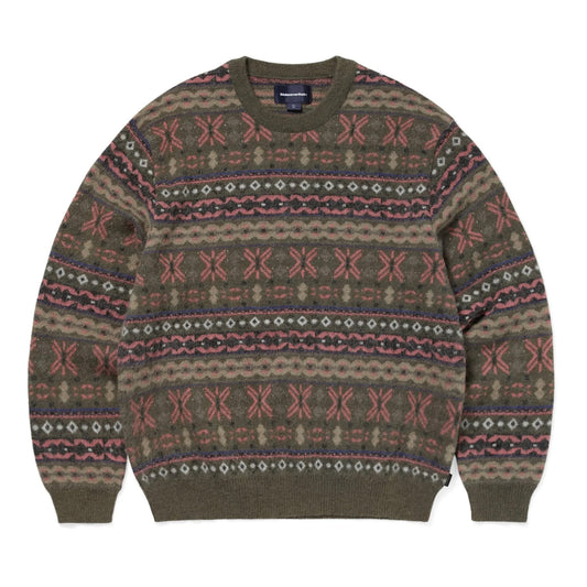Fairisle Knit Sweater - Olive