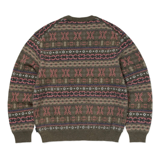 Fairisle Knit Sweater - Olive