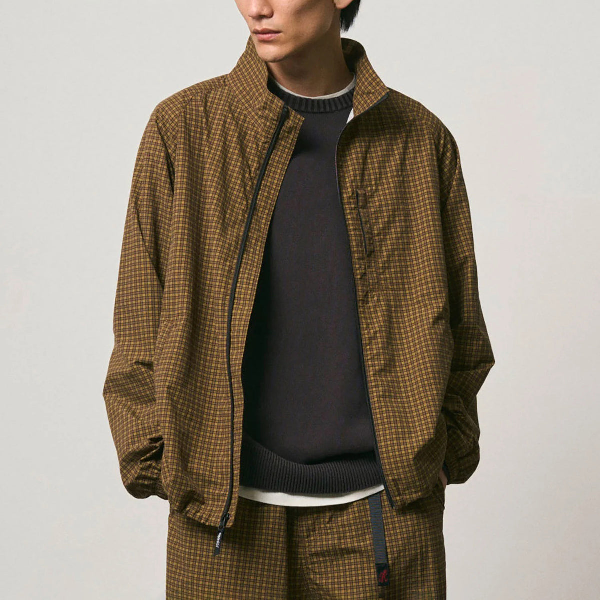 Mini Check Nylon Jacket - Brown Check