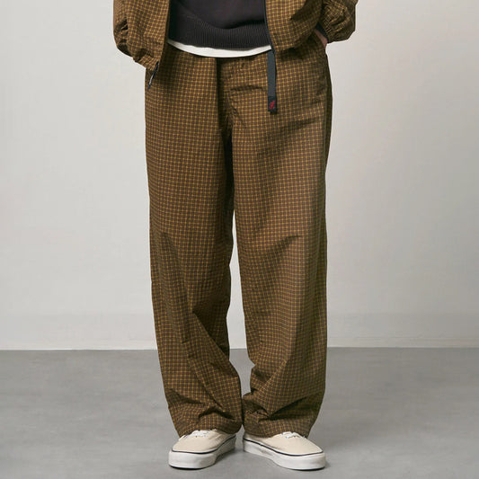 Mini Check Nylon Pant - Brown Check