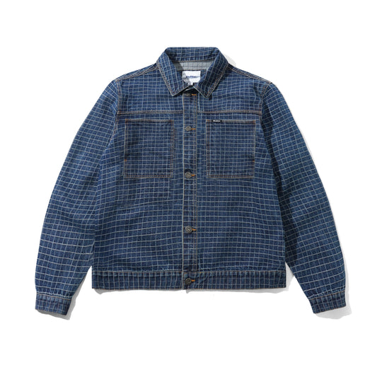 Grid Denim Jacket - Indigo