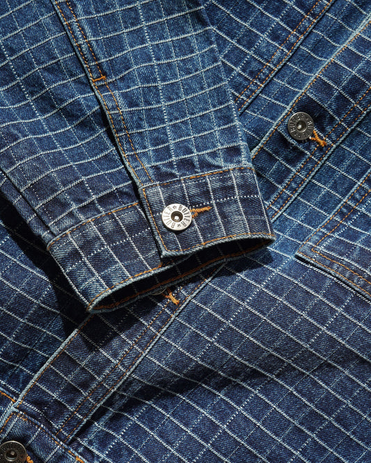 Grid Denim Jacket - Indigo
