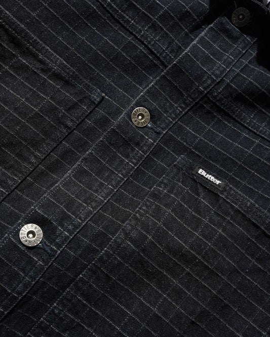 Grid Denim Jacket - Overdye Black