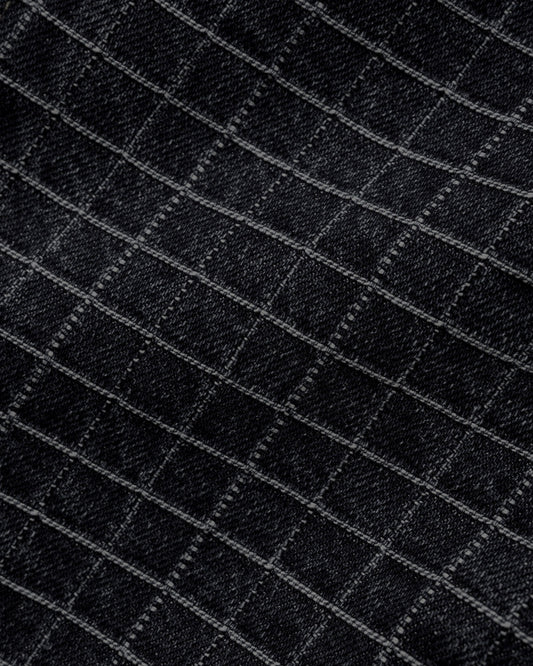 Grid Denim Jacket - Overdye Black