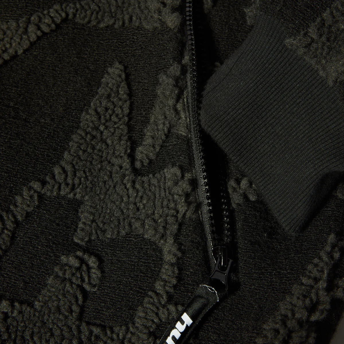 H Star Repeat High Pile Jacket - Black