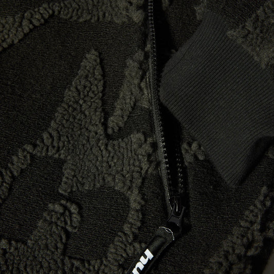 H Star Repeat High Pile Jacket - Black