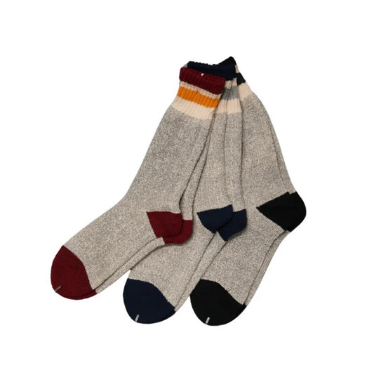 3 Pack Crew Socks - Grey / Multi Stripe