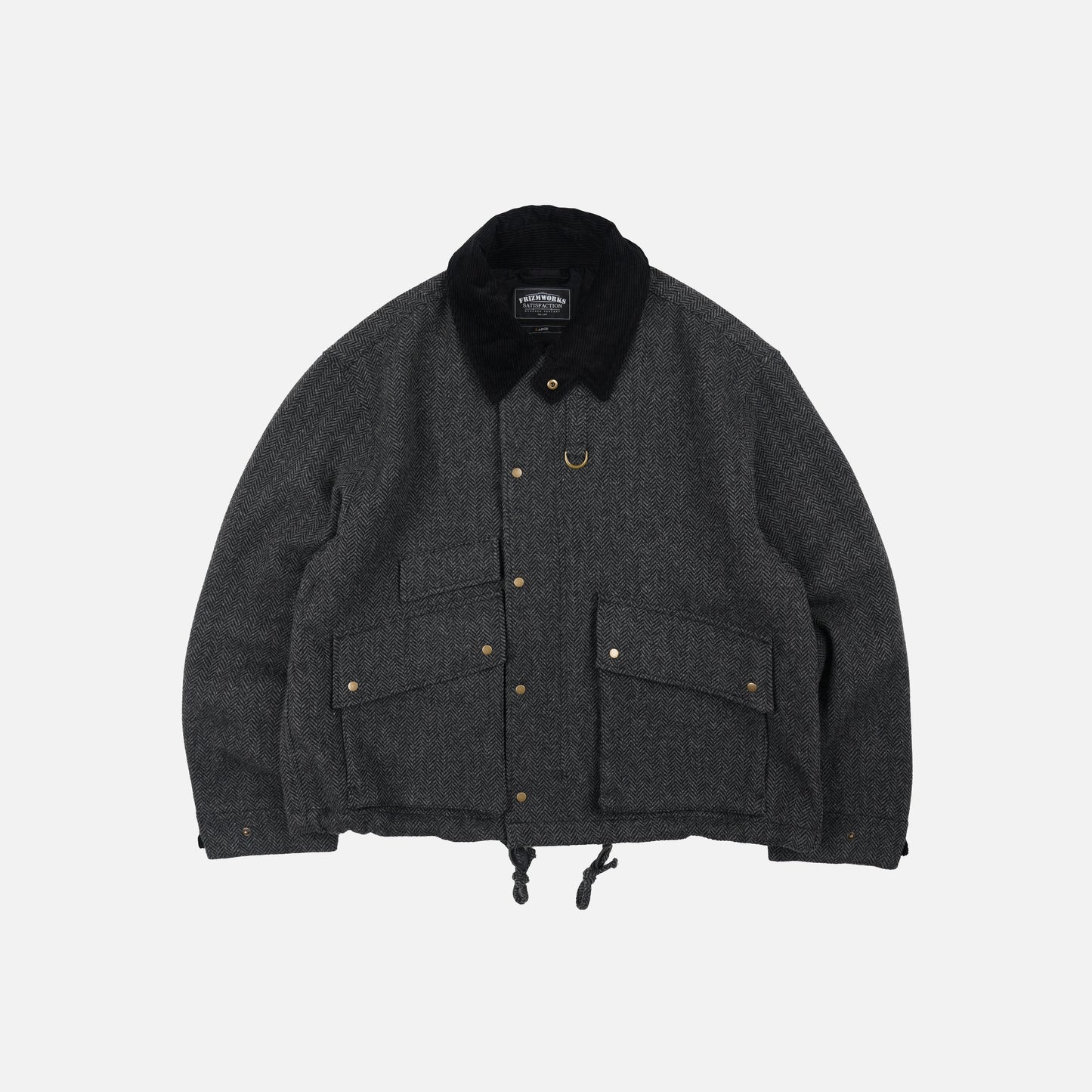 Herringbone Wool Hunting Jacket - Gray Black