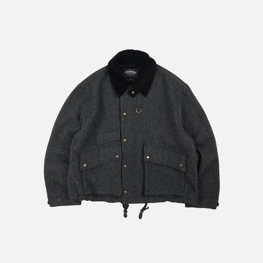 Herringbone Wool Hunting Jacket - Gray Black