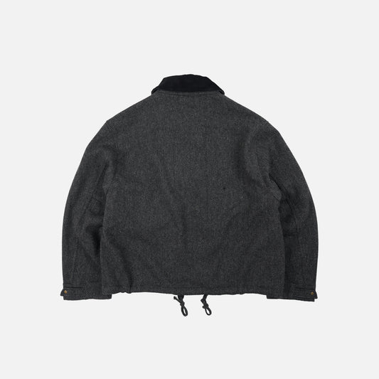 Herringbone Wool Hunting Jacket - Gray Black