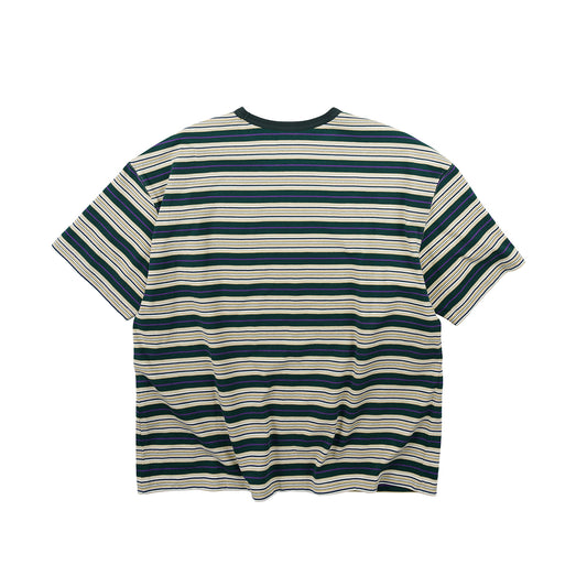 Horizon Stripe Half Tee - Dark Green
