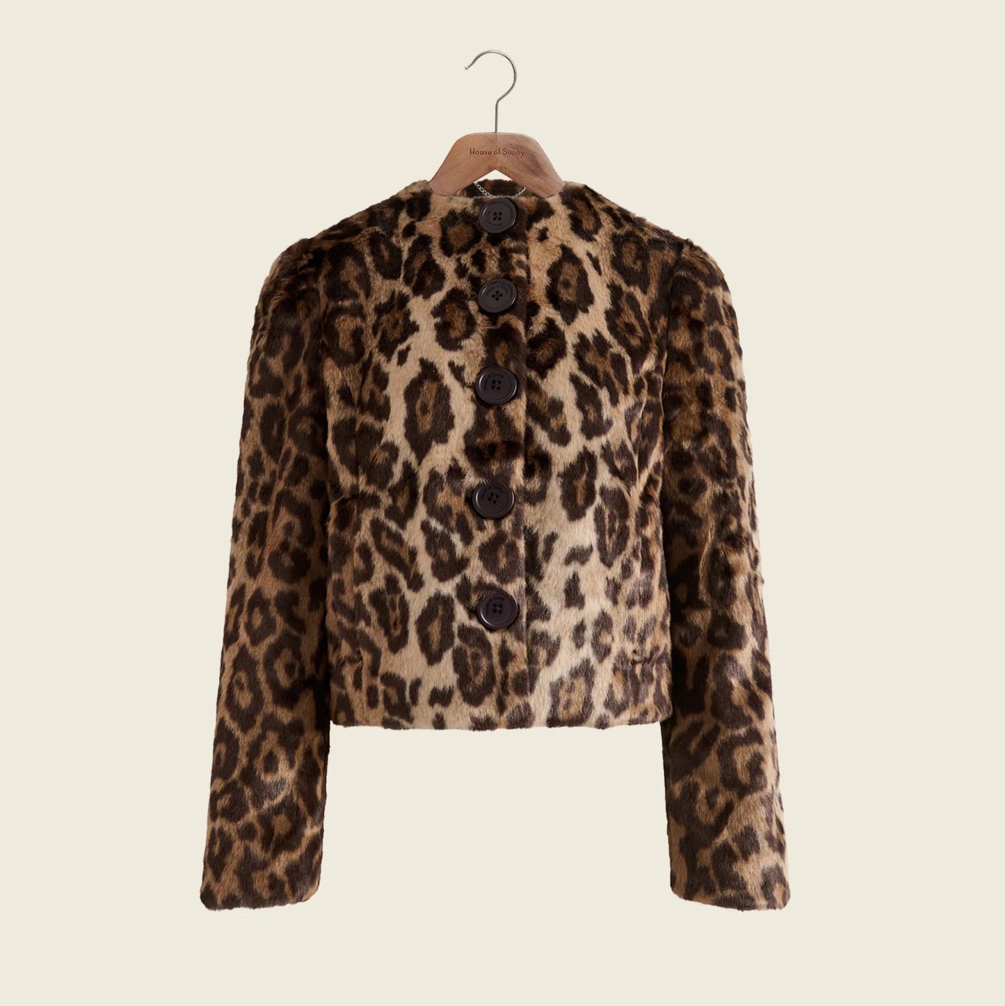 W' Collarless Leopard Jacket