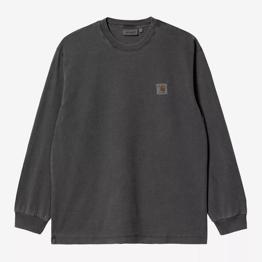 L/S Vista Waffle T-Shirt - Black garment dyed