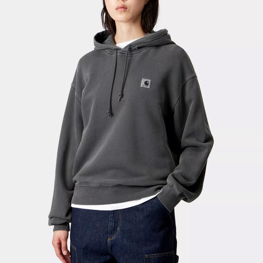 W' Hooded Nelson Sweat - Black,Garment Dyed