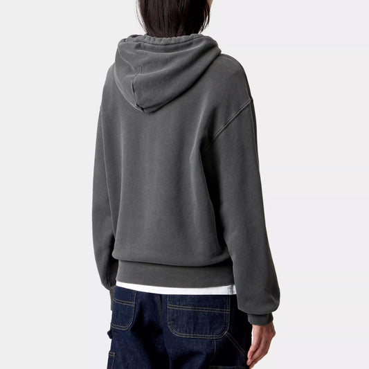 W' Hooded Nelson Sweat - Black,Garment Dyed
