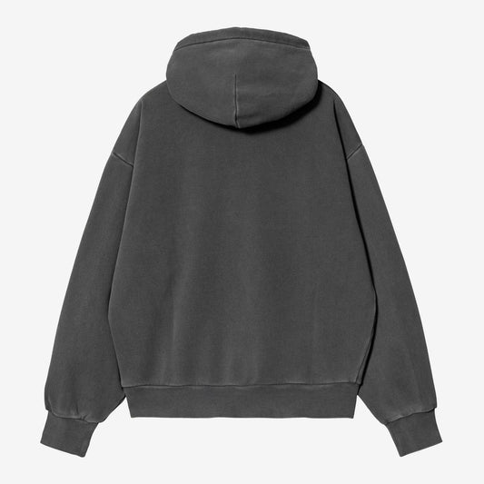 W' Hooded Nelson Sweat - Black,Garment Dyed