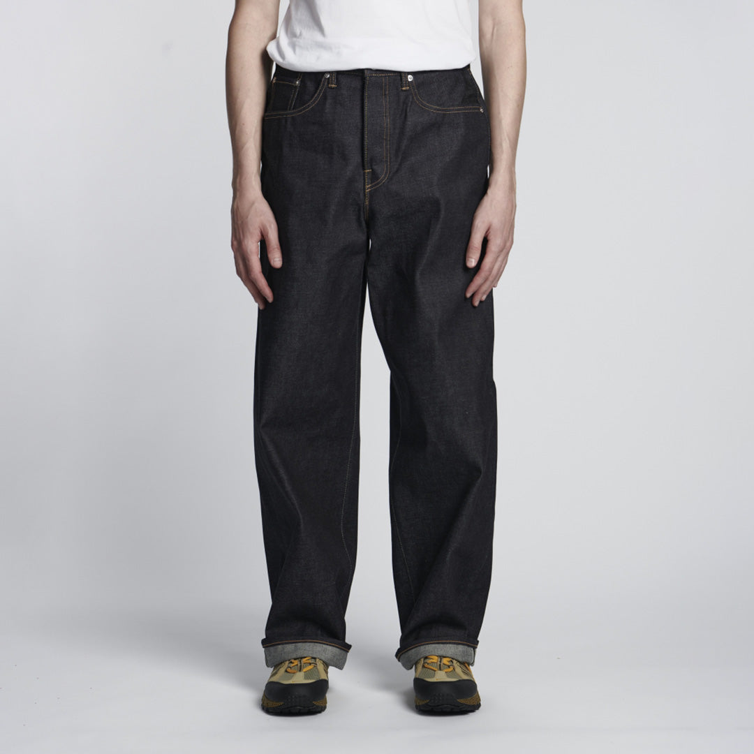 Wide Pant, 13,5oz Kaihara Dark Pure Indigo Rainbow Selvage Denim - Blue unwashed