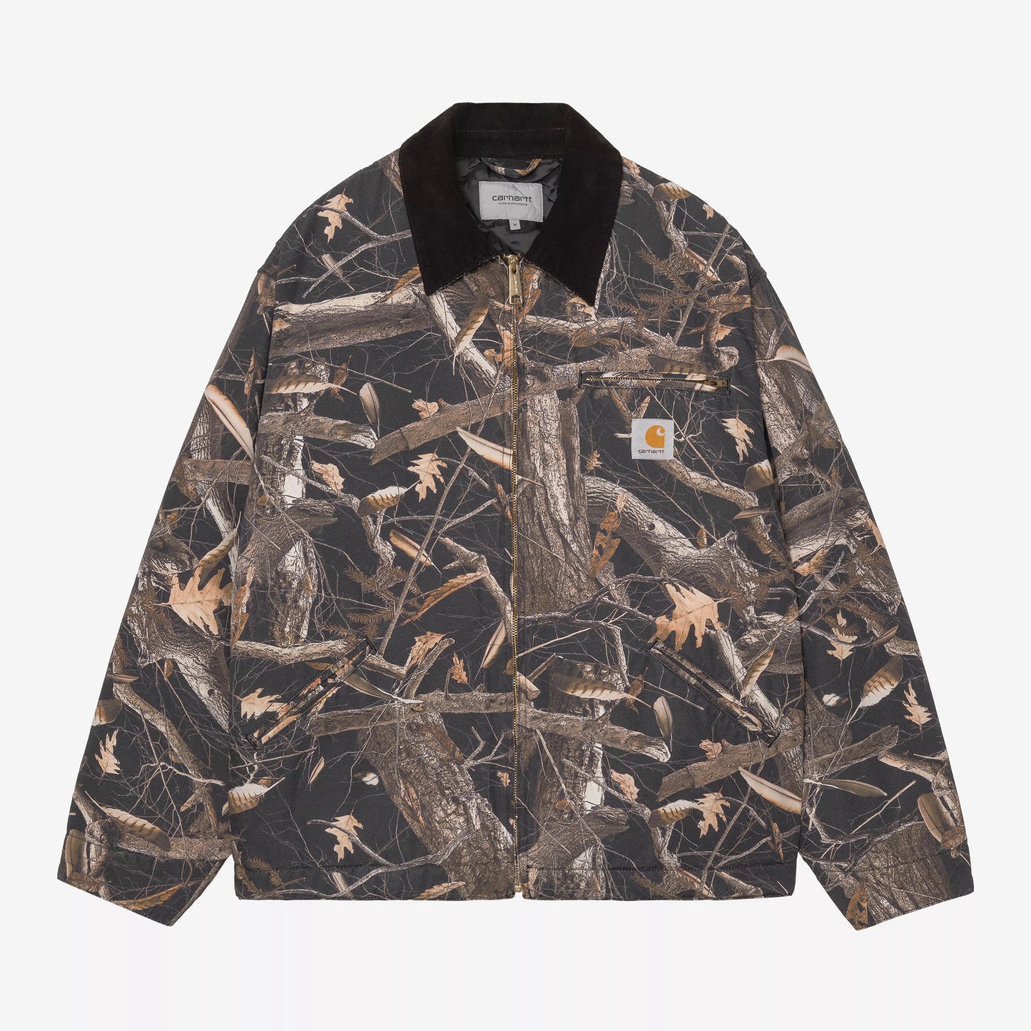 OG Detroit Jacket - Camo Feather Tree, Black / Black heavy stone wash