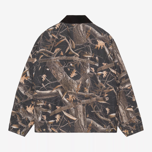OG Detroit Jacket - Camo Feather Tree, Black / Black heavy stone wash