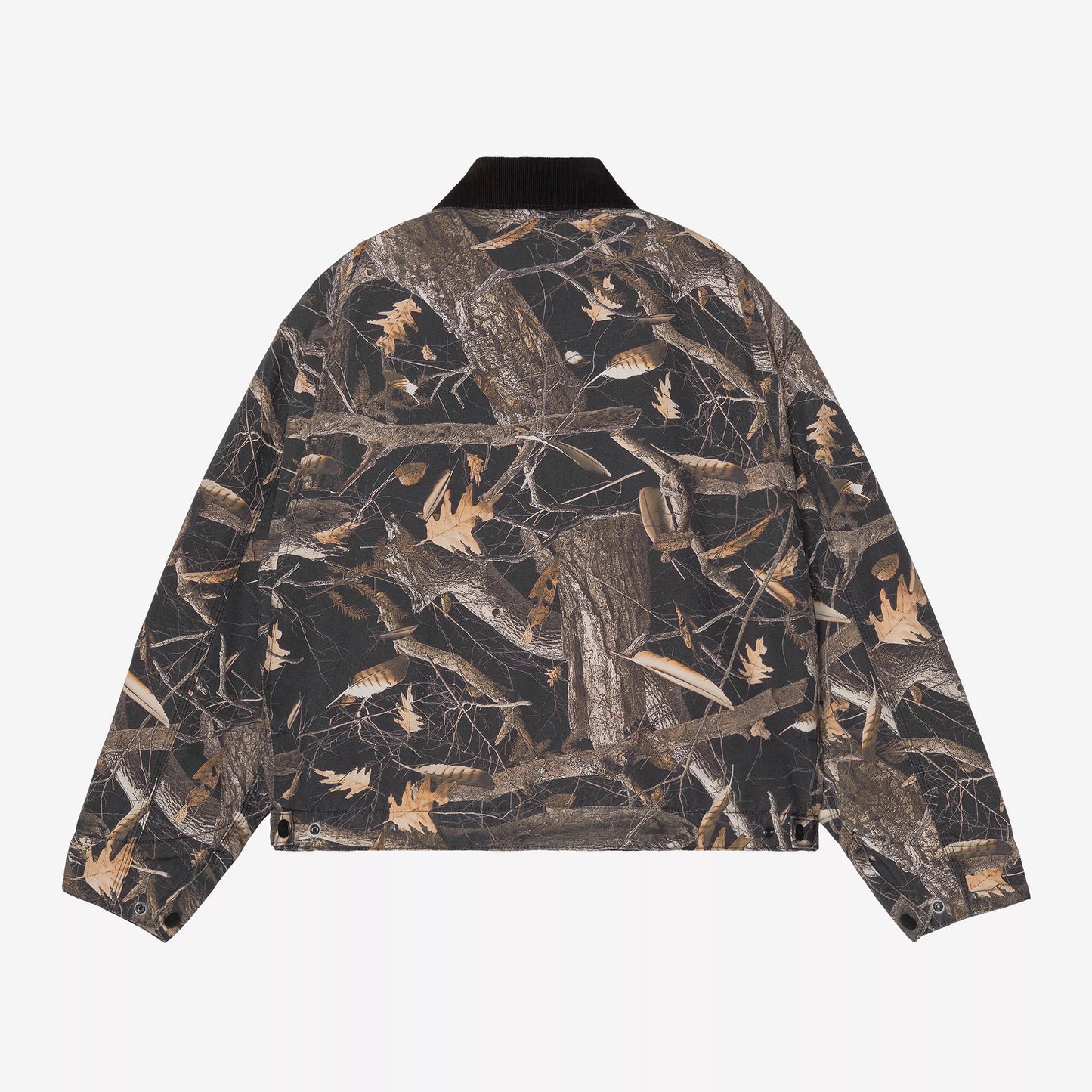 Women's OG Detroit Jacket - Camo Feather Tree, Black / Black Heavy stone wash