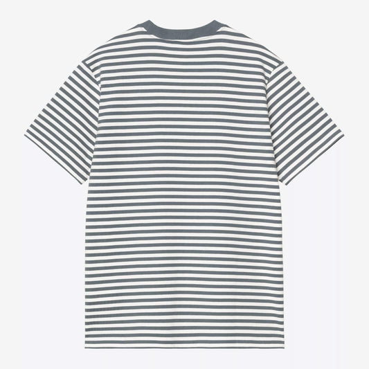 S/S Ezra Pocket T-Shirt, Ezra Stripe - Cozy Blue / Wax