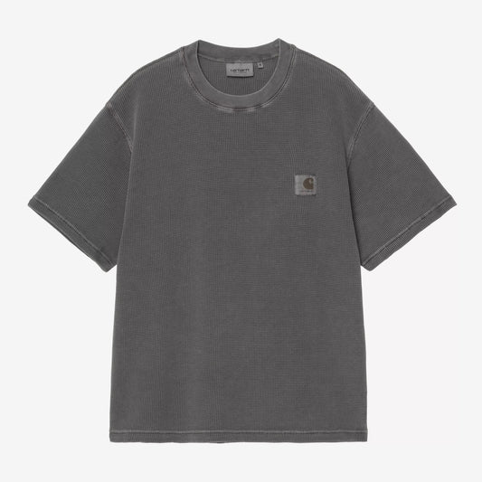 S/S Nelson Waffle T-Shirt Black garment dyed