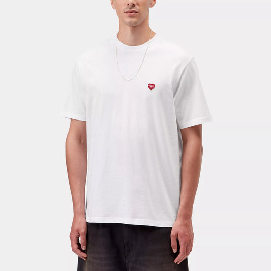 S/S Small Heart T-Shirt - White/Red