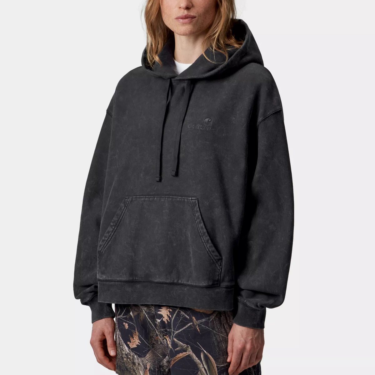 Women's Hooded Lambert Sweat - Black moon wash