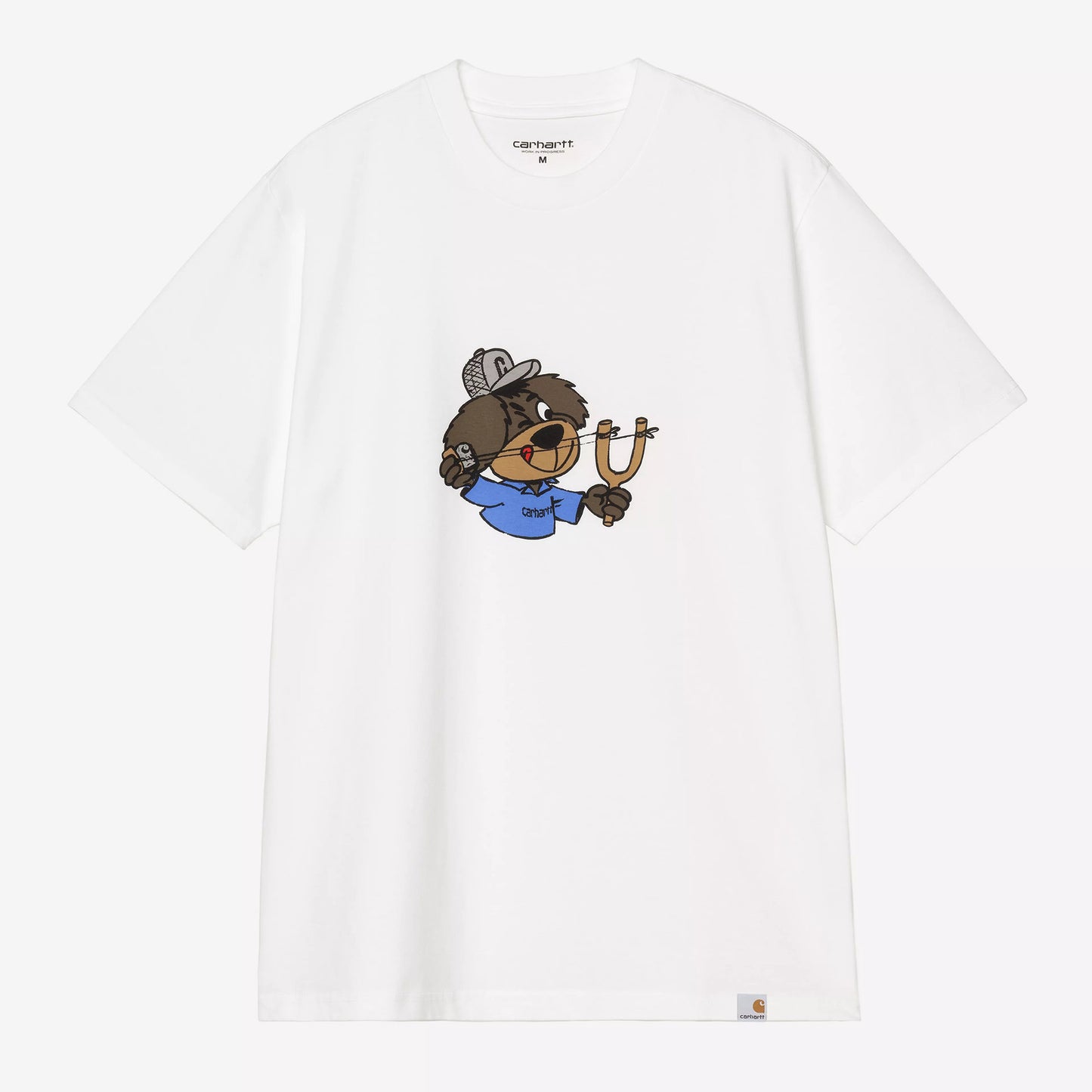 S/S Slingshot T-Shirt - White, heavy enzyme wash