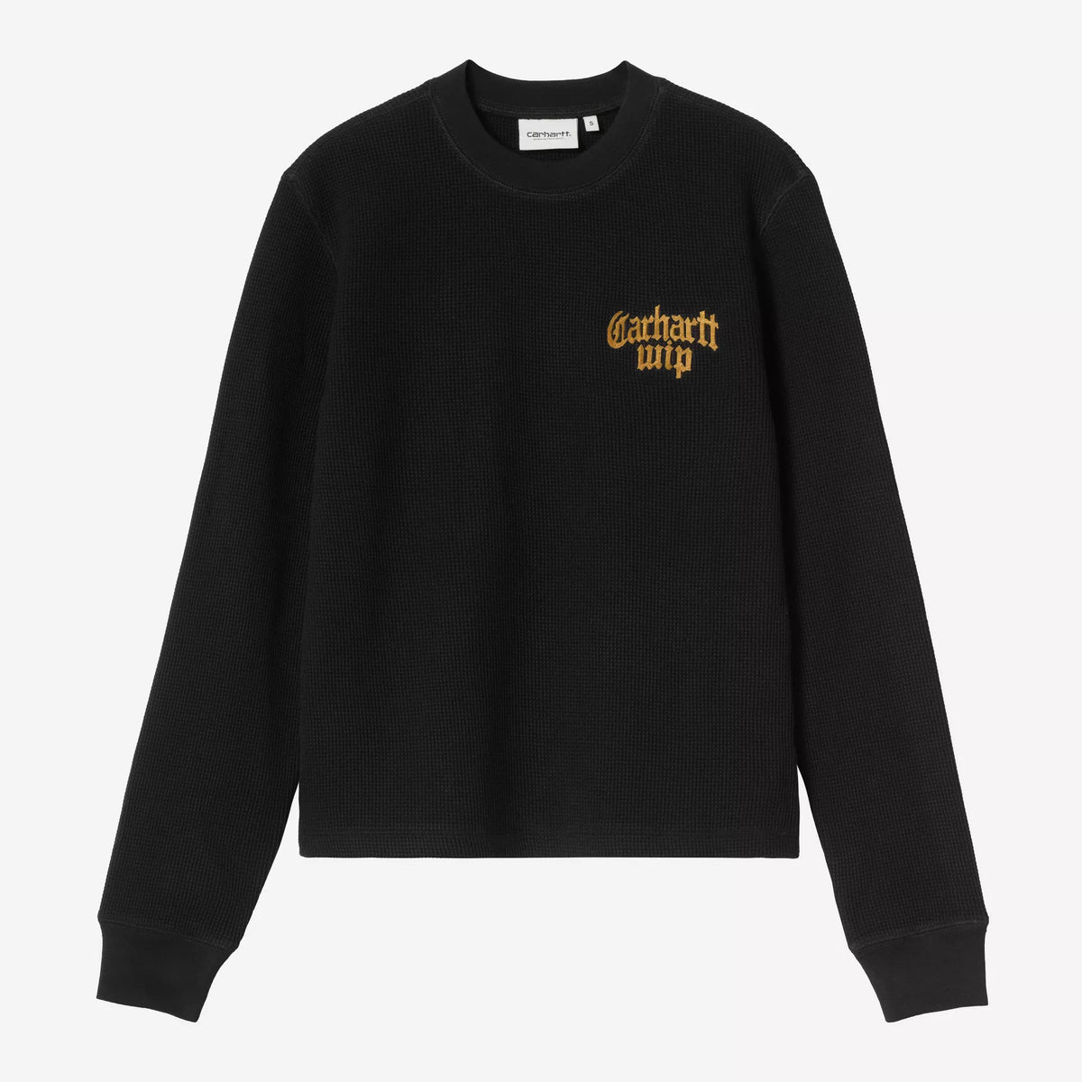 Women's L/S Blackletter Waffle T-S - Black/Yellow