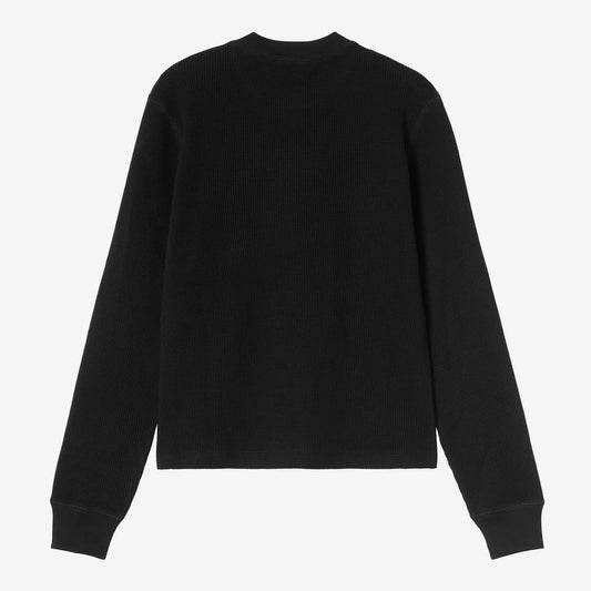 Women's L/S Blackletter Waffle T-S - Black/Yellow