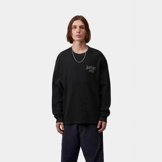 L/S Blackletter Waffle T-Shirt - Black/White