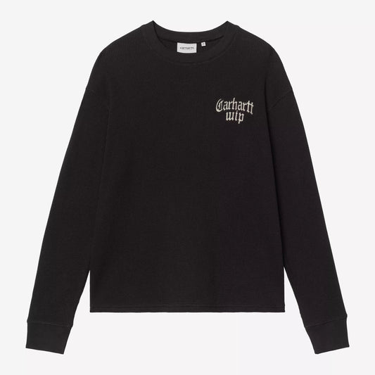 L/S Blackletter Waffle T-Shirt - Black/White