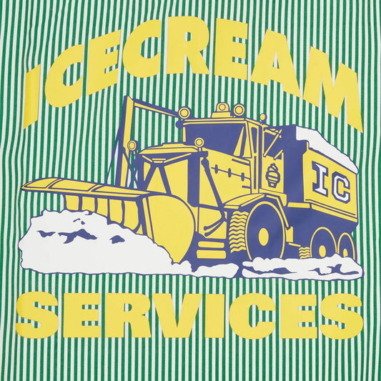 IC Services Quarter Zip Work Shirt - Green / White Stripe