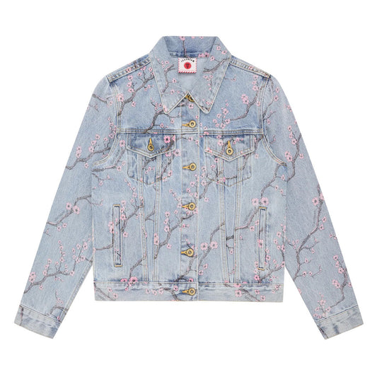 Womens Sakura Denim Trucker Jacket - Light Wash Blue