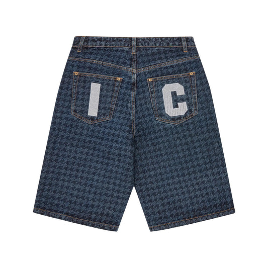 Houndstooth Running Dog Jorts - Indigo