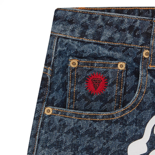 Houndstooth Running Dog Jorts - Indigo