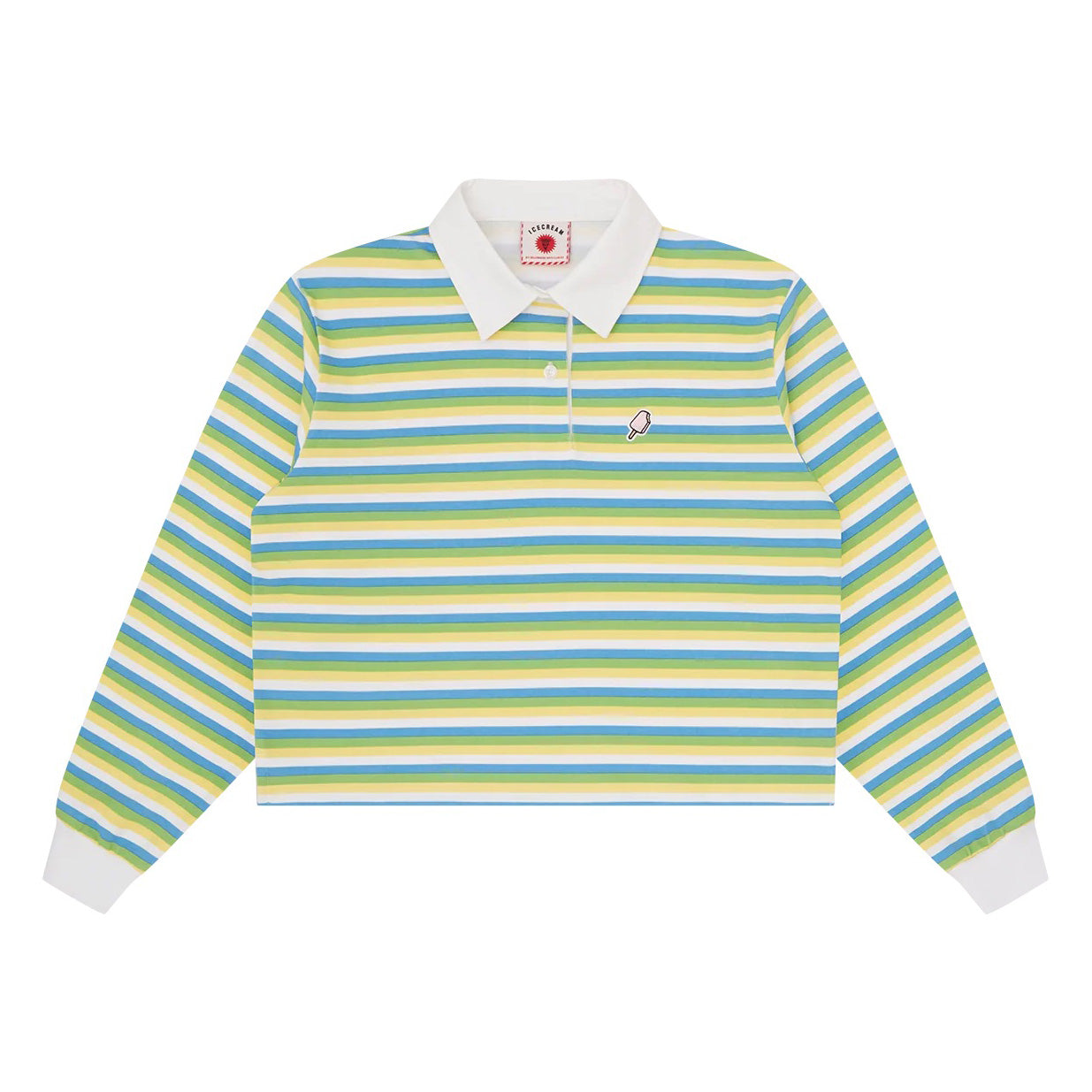 Womens Popsicle Striped Cropped Rugby Shirt - Multi
