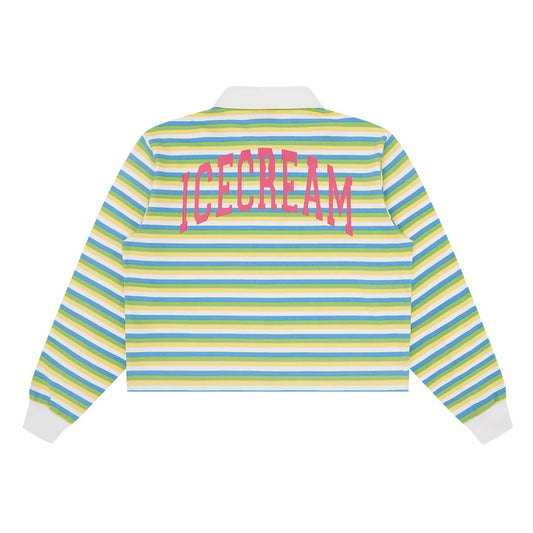 Womens Popsicle Striped Cropped Rugby Shirt - Multi