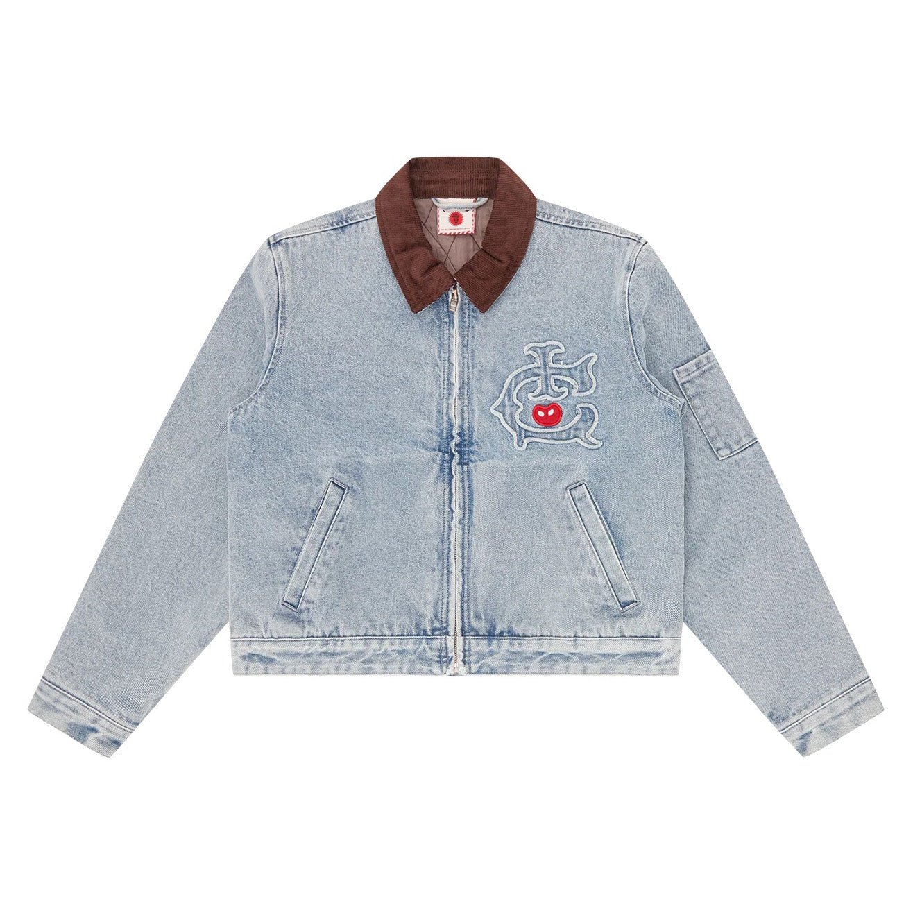 Womens Team IC Cropped Work Jacket - Light Wash Blue