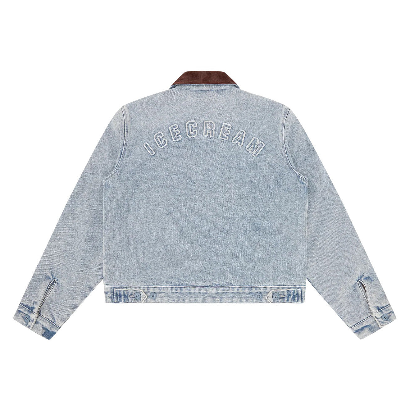 Womens Team IC Cropped Work Jacket - Light Wash Blue