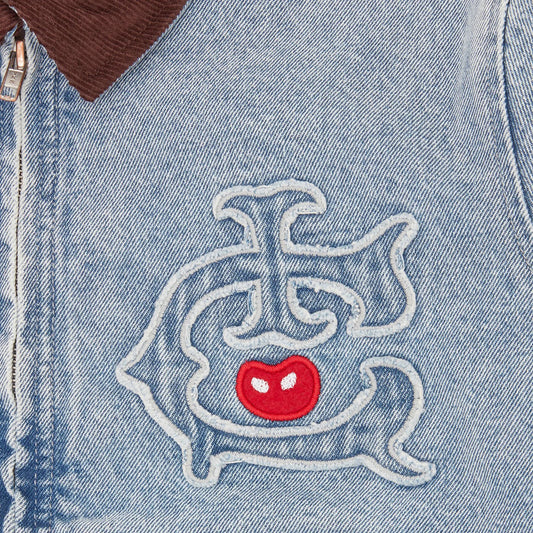 Womens Team IC Cropped Work Jacket - Light Wash Blue