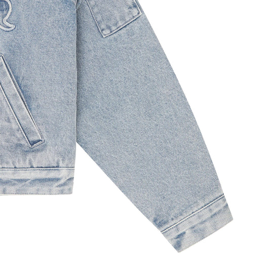 Womens Team IC Cropped Work Jacket - Light Wash Blue